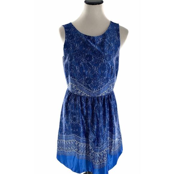 Outback Red Womens Blue White Printed Fit & Flare Back Zip Dress Size 10 - Picture 1 of 5
